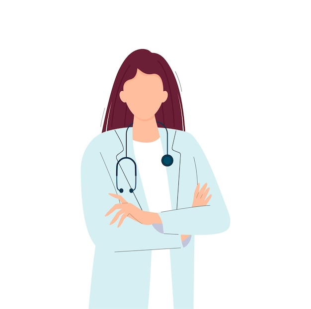 Vector young woman doctor with stethoscope.