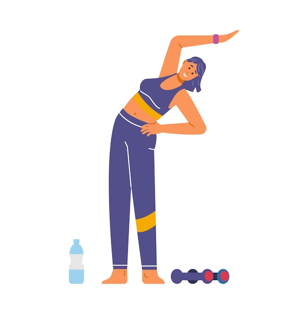 Vector young woman doing exercises vector illustration