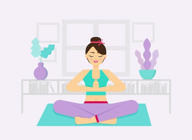 Vector young woman doing yoga