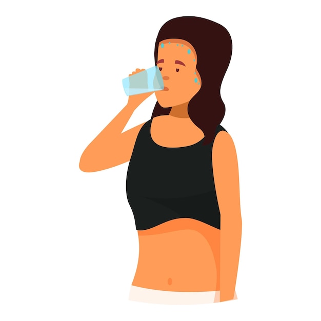 Young woman drinking water after exercising feeling thirsty