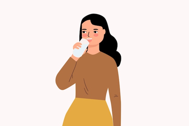 Young woman drinking water healthy habit concept