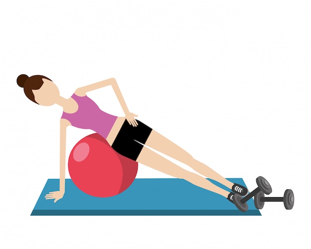 Vector young woman exercising cartoon