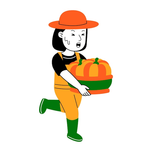 young woman farmer vector illustration