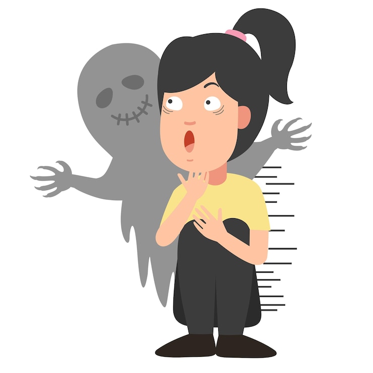 Vector 若い女性が恐怖を感じる ベクトルイラスト