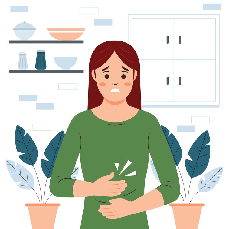若い女性は空腹を感じ、食べたい