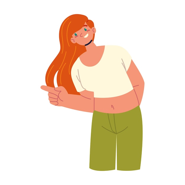 Vector young woman gesture hands