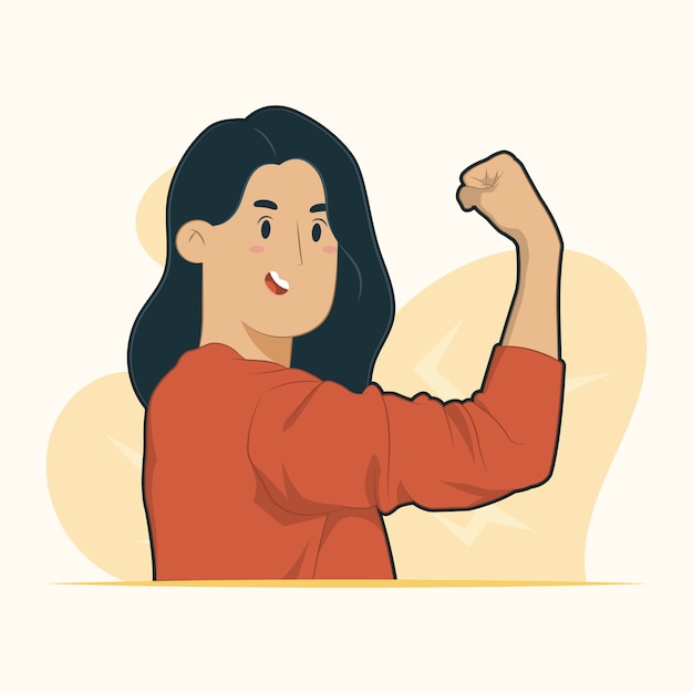 Vector young woman hand fist concept