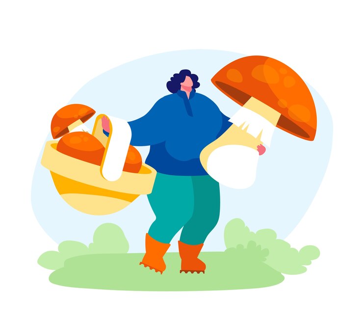 Vector young woman having camping rest on nature