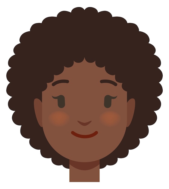 Vector young woman head with afro hair black character portrait