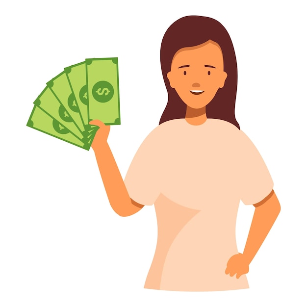 Young woman holding money cash savings wealth finance