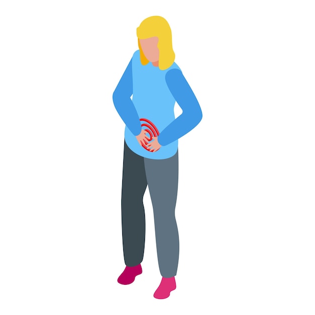 young woman is clutching her stomach in pain