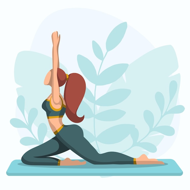 young woman is doing yoga and meditation for mental and body health