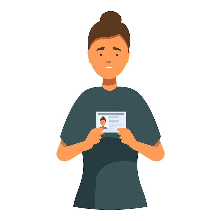 Vector young woman is holding a cv applying for a job