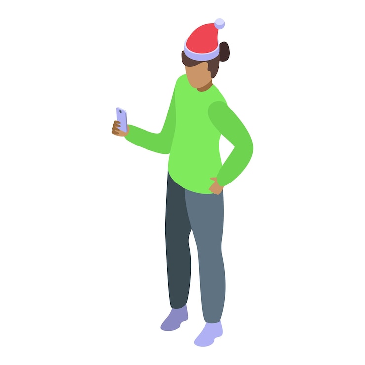 Vector young woman is using a smartphone app to shop online for christmas sales