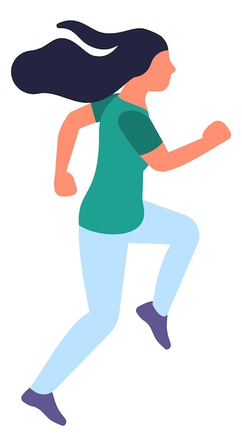 Young woman jumping running active character in motion