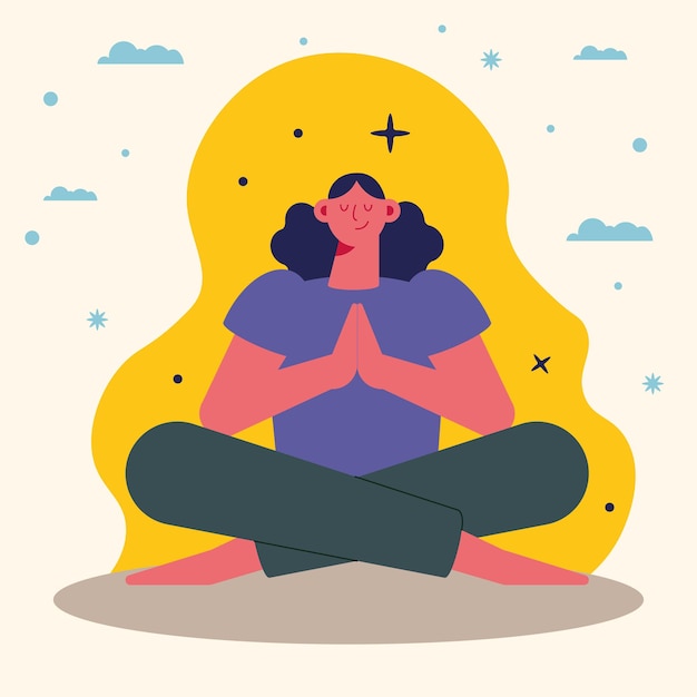 Vector young woman in lotus yoga position