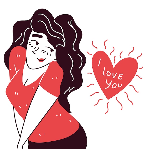 Vector young woman in love