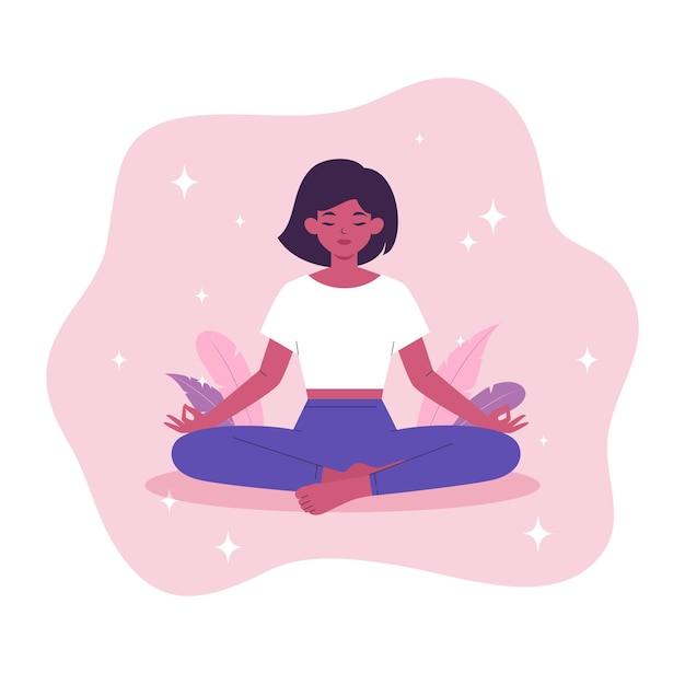 Young woman meditating in lotus position