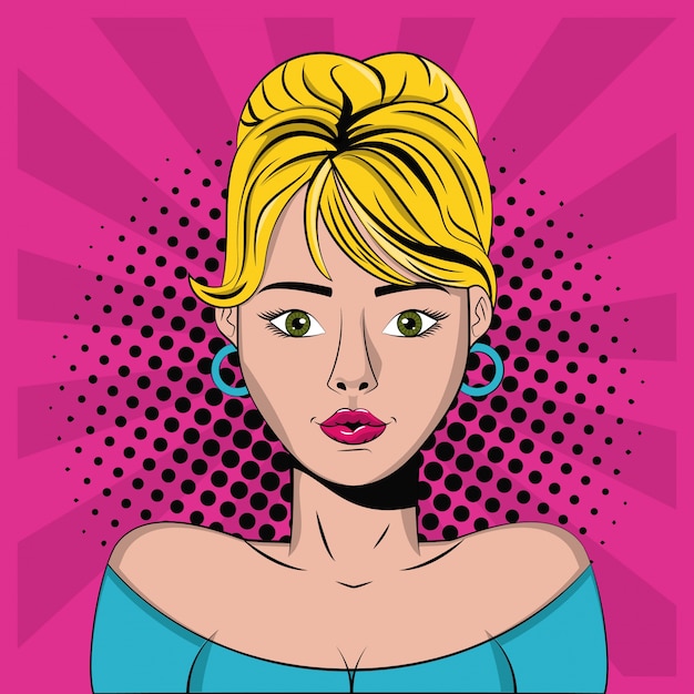 Young woman pop art background