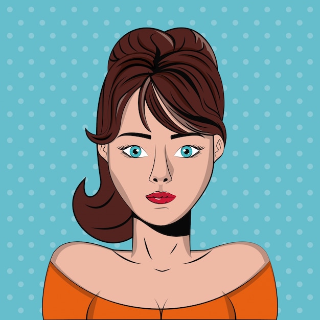 Vector young woman pop art background