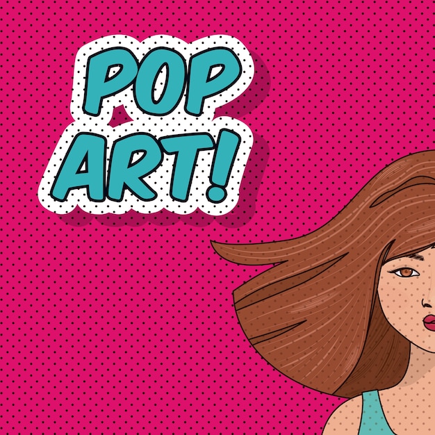 young woman pop art style vector illustration design