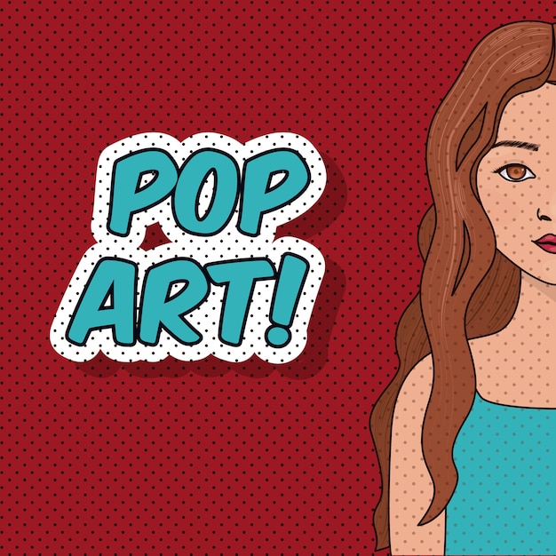 young woman pop art style vector illustration design