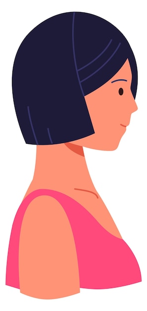 Vector young woman portrait side view female head