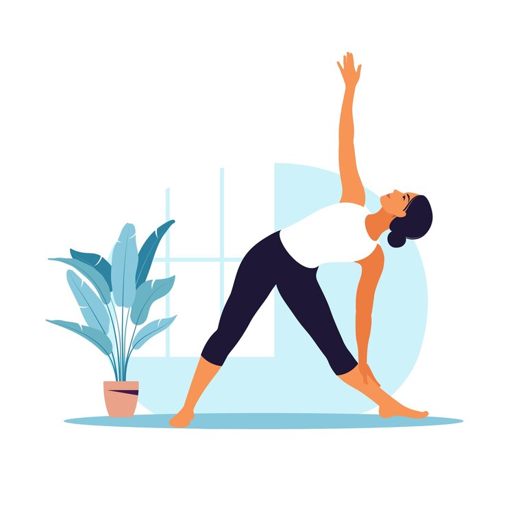 Vector young woman practices yoga. physical and spiritual practice.