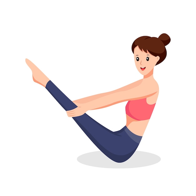 Young Woman Practicing Yoga Character Design Illustration