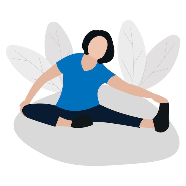 Young woman practicing yoga flat style vector illustration