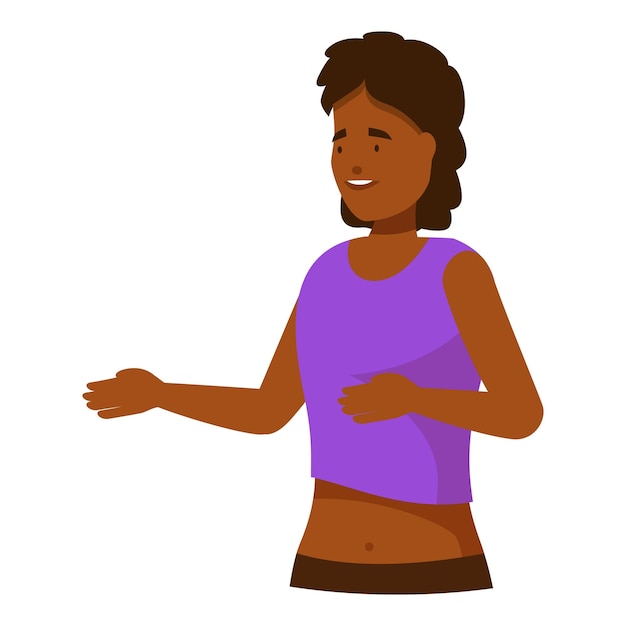 young woman presenting something with her hands and smiling
