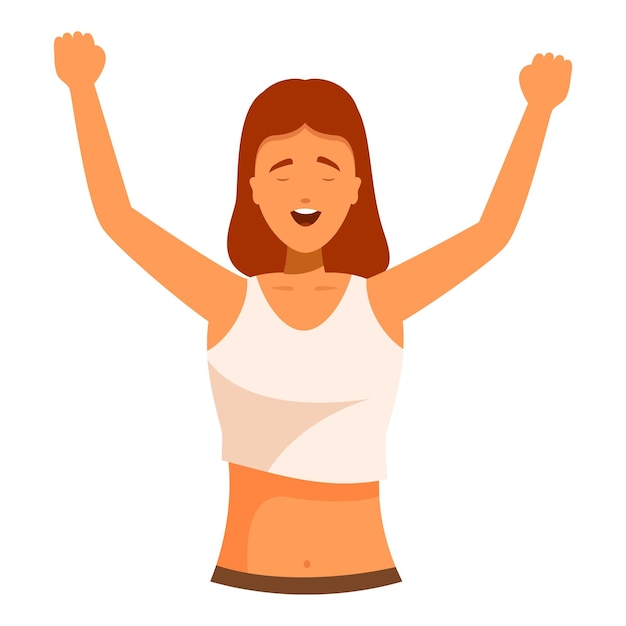 Young woman raising arms in the air cheering