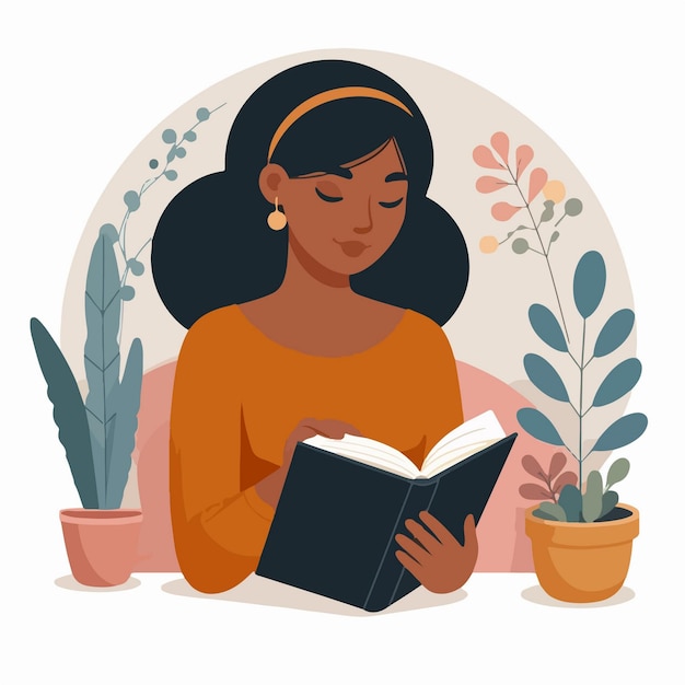 Young woman reading a book