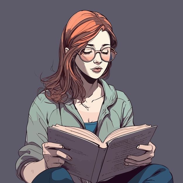 A young woman reading a book