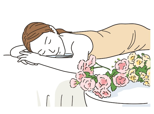 young woman receiving treatment on a massage bed