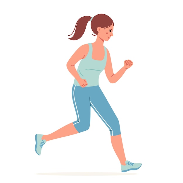 Young woman running dressed in sportswear isolated background Healthy active lifestyle