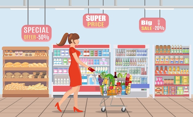 Young woman shopping for groceries