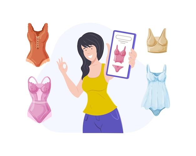 모바일 웹 애플리케이션을 사용하여 온라인 쇼핑을 하는 젊은 여성