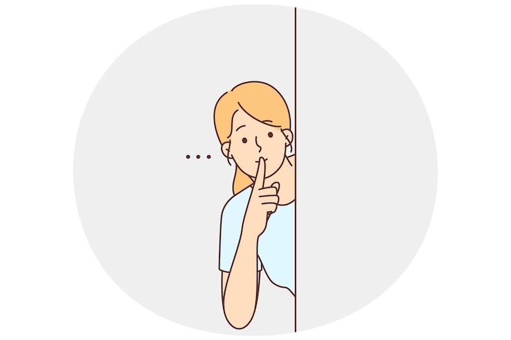 Vector 若い女性は静かな手のジェスチャーを示します