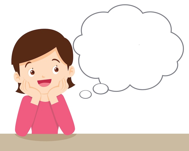 Young woman sitting good mood comfortably thinking of something