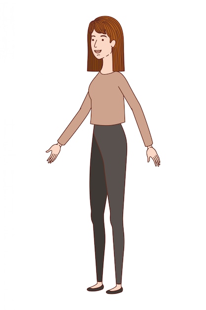 Vector young woman standing avatar character