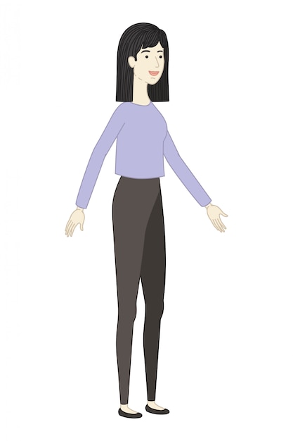 Vector young woman standing avatar character