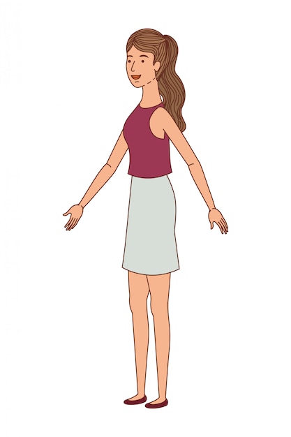 Young woman standing avatar character