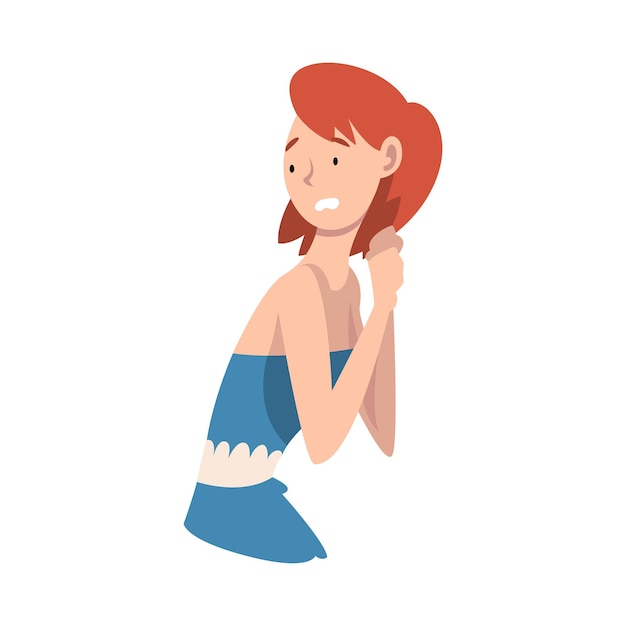 Young woman standing not knowing what to do vector illustration