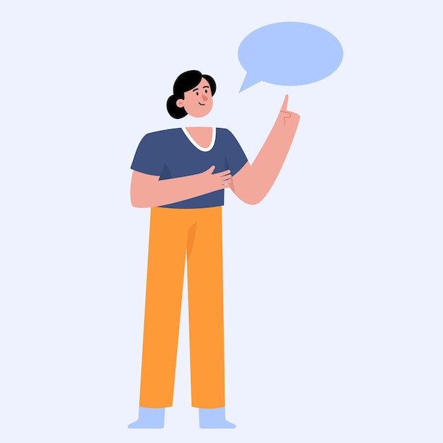 Young woman talking with speech bubble