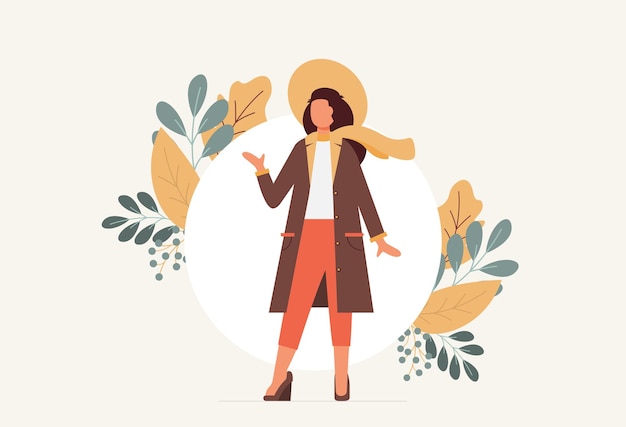 Vector young woman vector flat style cartoon illustration