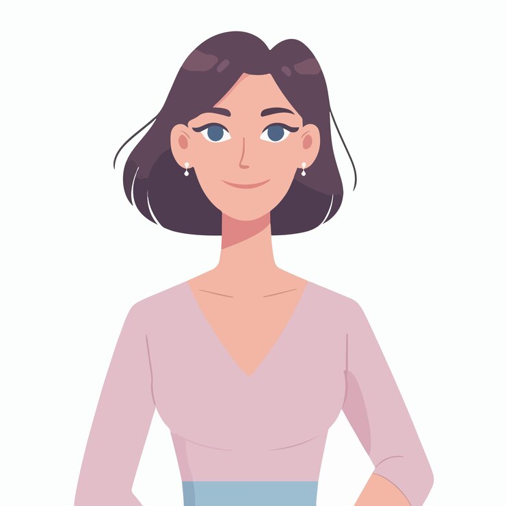 Vector young woman vector half body