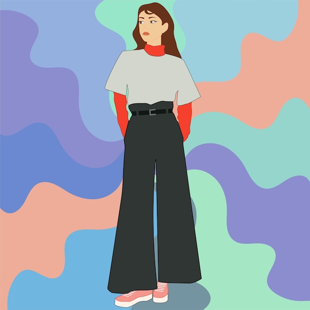 young woman vector illustration, fashion illustration. girl vector art. fashion look.