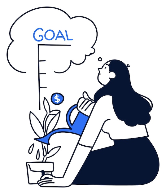 young woman visualizing financial growth