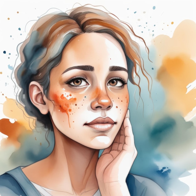young woman in a watercolor styleyoung woman in a watercolor style